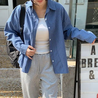 Mobed Loose Fit Check Long Sleeve Shirt