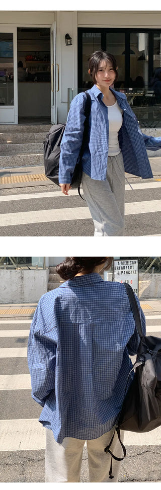 Mobed Loose Fit Check Long Sleeve Shirt