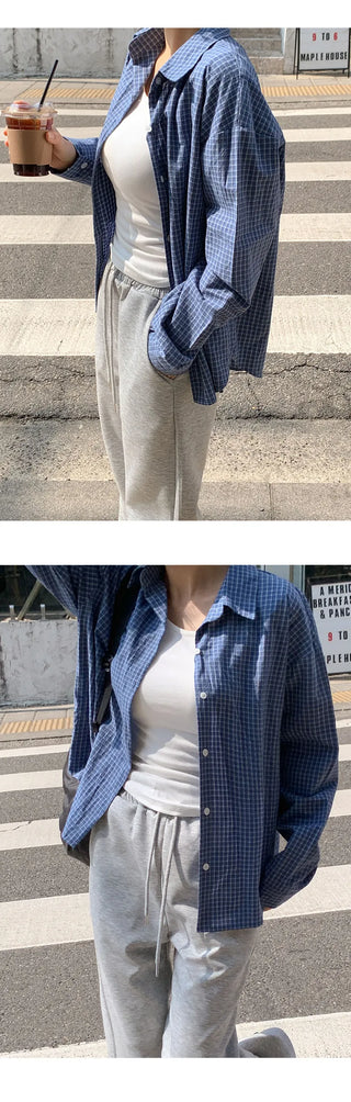 Mobed Loose Fit Check Long Sleeve Shirt