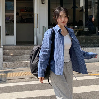 Mobed Loose Fit Check Long Sleeve Shirt