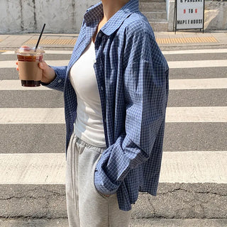 Mobed Loose Fit Check Long Sleeve Shirt