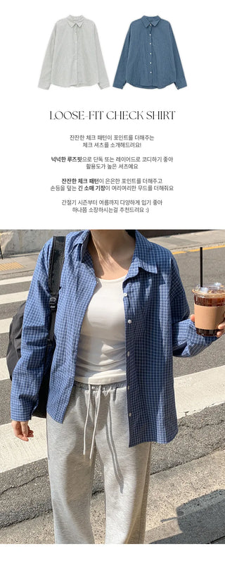 Mobed Loose Fit Check Long Sleeve Shirt