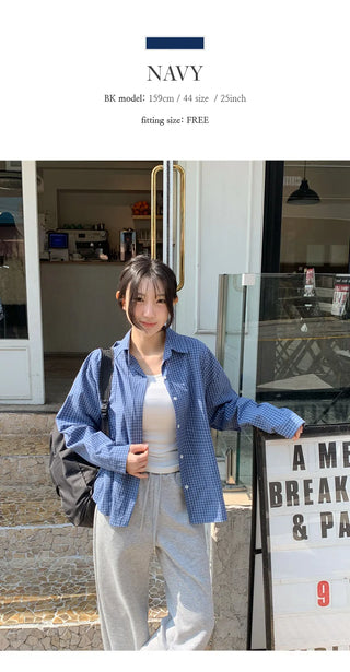 Mobed Loose Fit Check Long Sleeve Shirt