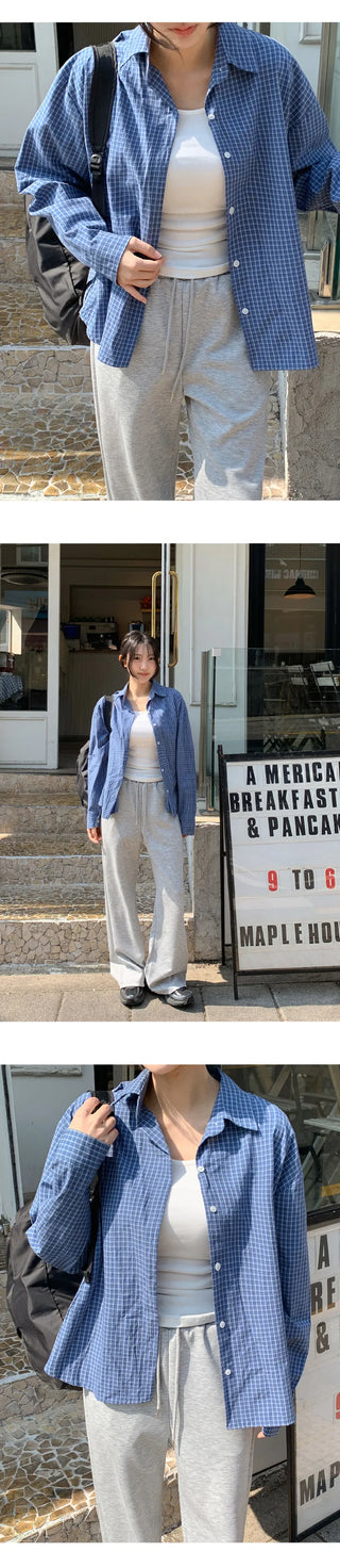 Mobed Loose Fit Check Long Sleeve Shirt