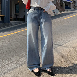 Meteo Back Elastic Washed Wide Denim Pants
