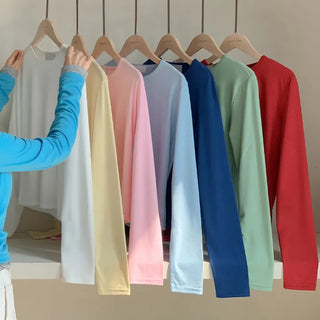 Orange Layered Round Long Sleeve T shirt
