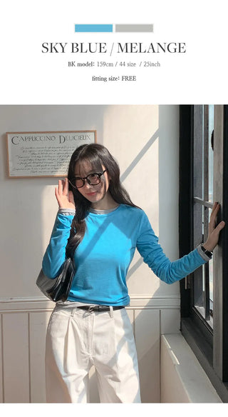 Orange Layered Round Long Sleeve T shirt
