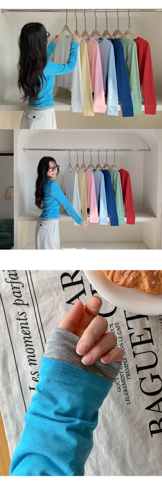 Orange Layered Round Long Sleeve T shirt