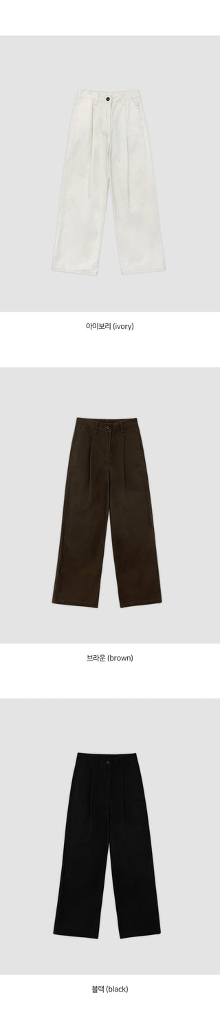 Vintero Pintuck Side Cut Back Pocket Cotton Wide Pants
