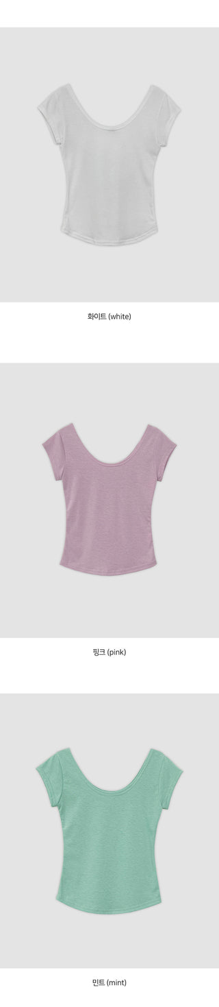 Soft U neck Cap Sleeve Rolled Slim Fit Short Sleeve T shirt