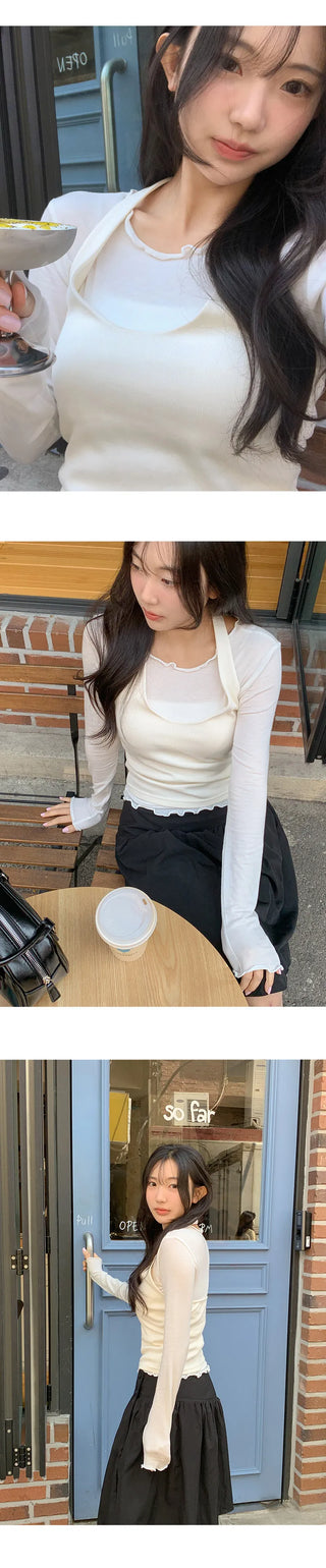 Pdiel Ribbed Round Halter Sleeveless Top