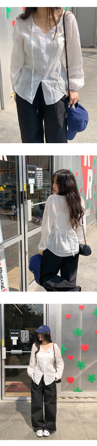 Mid El Stripe String Blouse