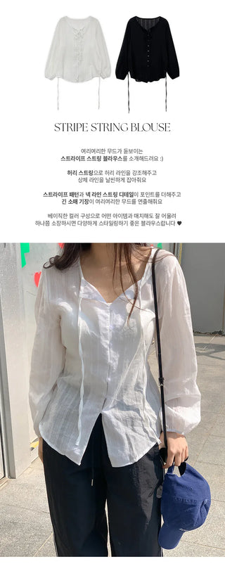 Mid El Stripe String Blouse