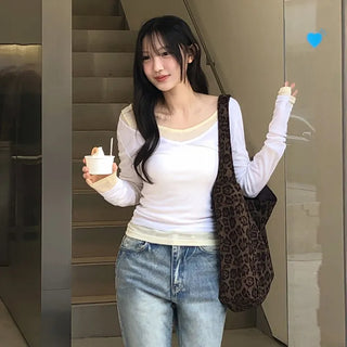 Toyro Wool Tencel Wide V Neck Long Sleeve T Shirt