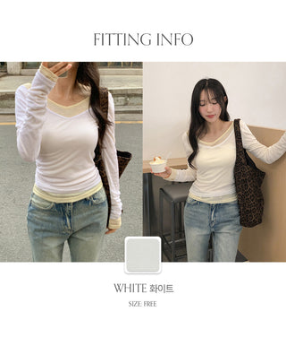 Toyro Wool Tencel Wide V Neck Long Sleeve T Shirt