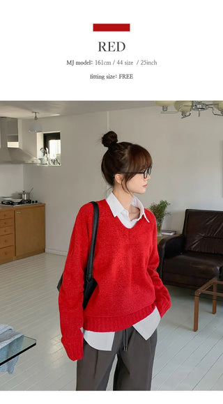 Sotren Loose Fit V Neck Knit