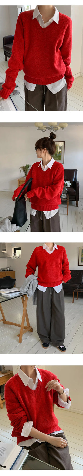 Sotren Loose Fit V Neck Knit