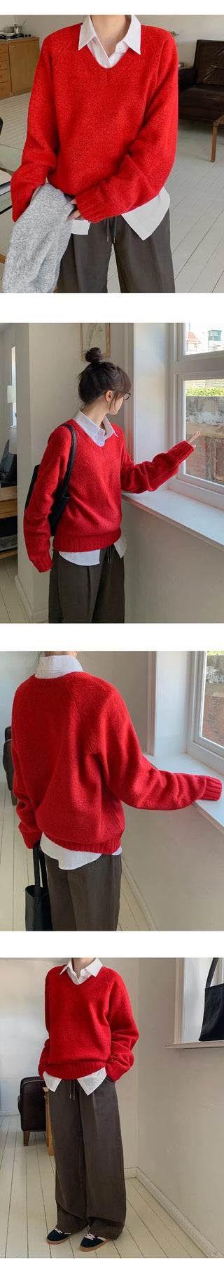 Sotren Loose Fit V Neck Knit
