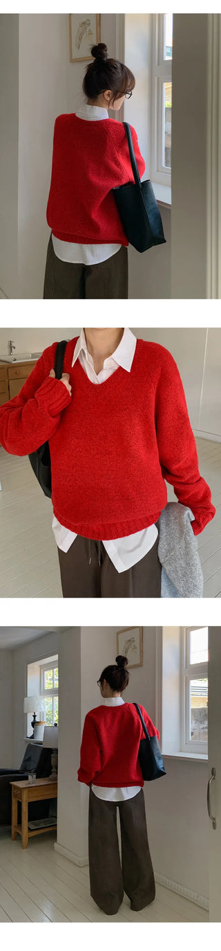 Sotren Loose Fit V Neck Knit
