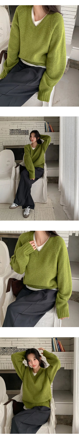 Sotren Loose Fit V Neck Knit
