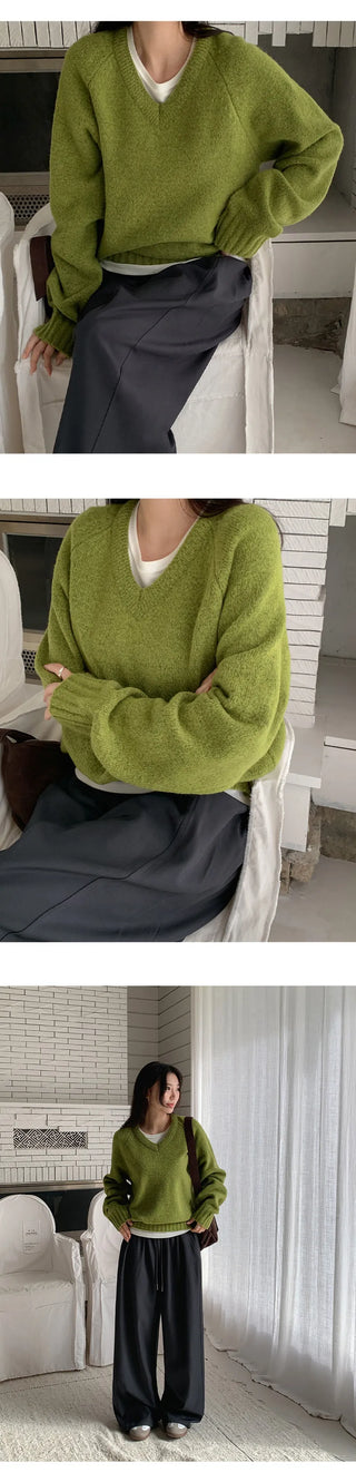 Sotren Loose Fit V Neck Knit
