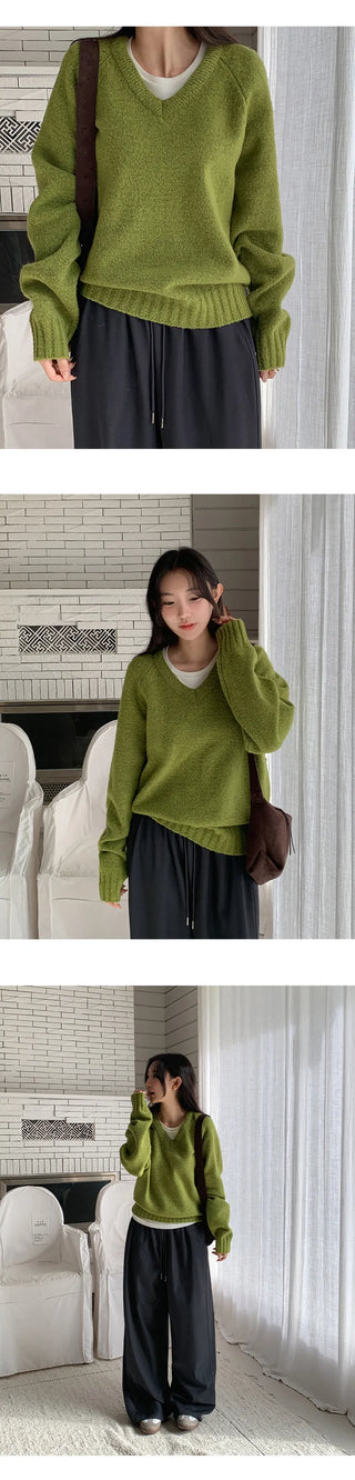 Sotren Loose Fit V Neck Knit