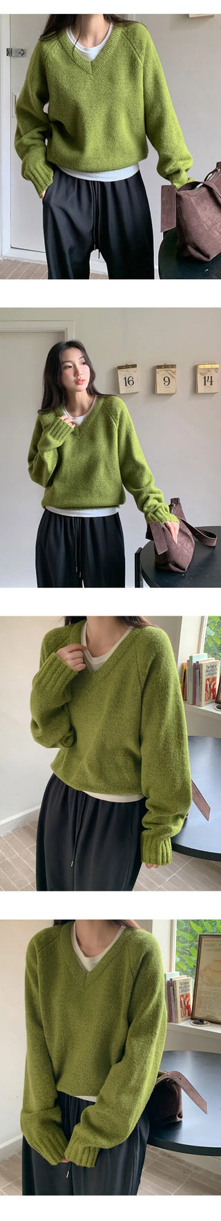 Sotren Loose Fit V Neck Knit