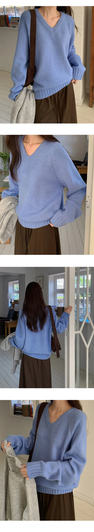 Sotren Loose Fit V Neck Knit