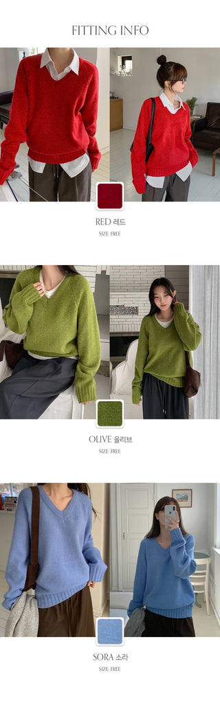 Sotren Loose Fit V Neck Knit