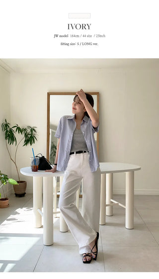 Klein Inner Elastic Waist Semi Wide Pants