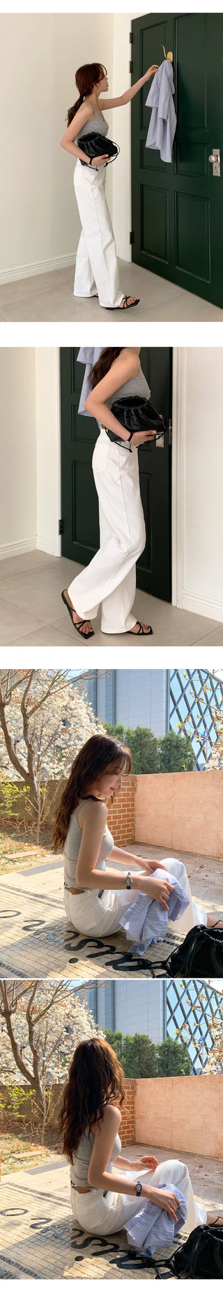 Klein Inner Elastic Waist Semi Wide Pants