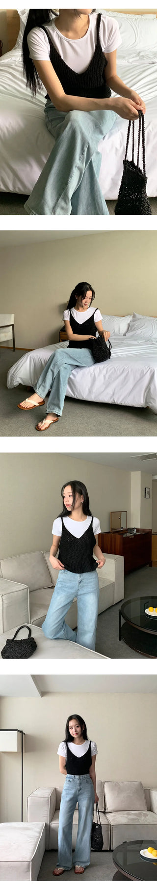 Klein Inner Elastic Waist Semi Wide Pants