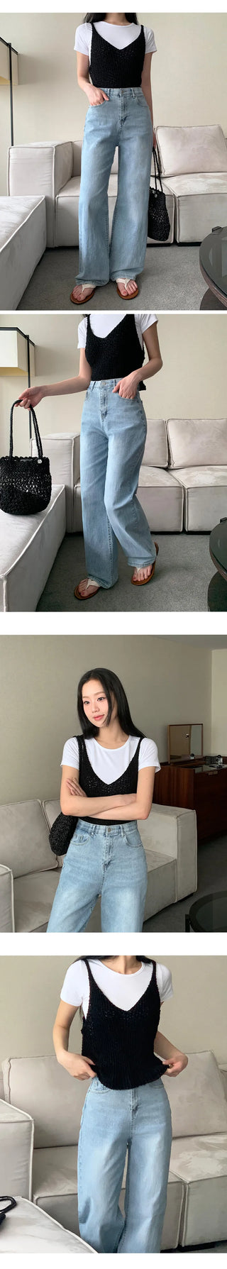 Klein Inner Elastic Waist Semi Wide Pants