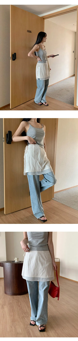 Klein Inner Elastic Waist Semi Wide Pants