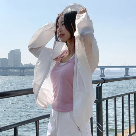 Aretin See through Windbreaker Hooded Jumper