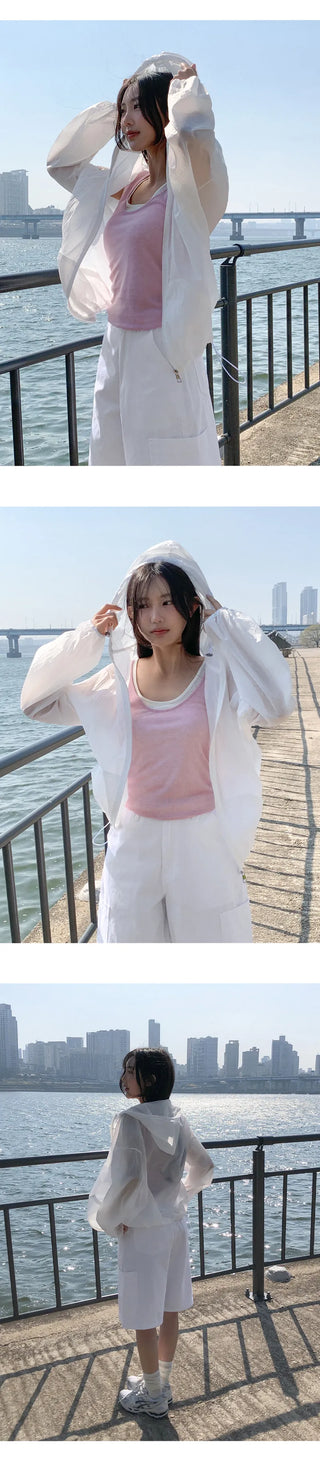 Aretin See through Windbreaker Hooded Jumper