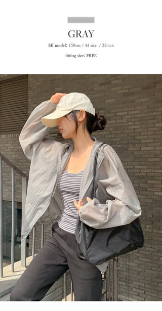 Aretin See through Windbreaker Hooded Jumper