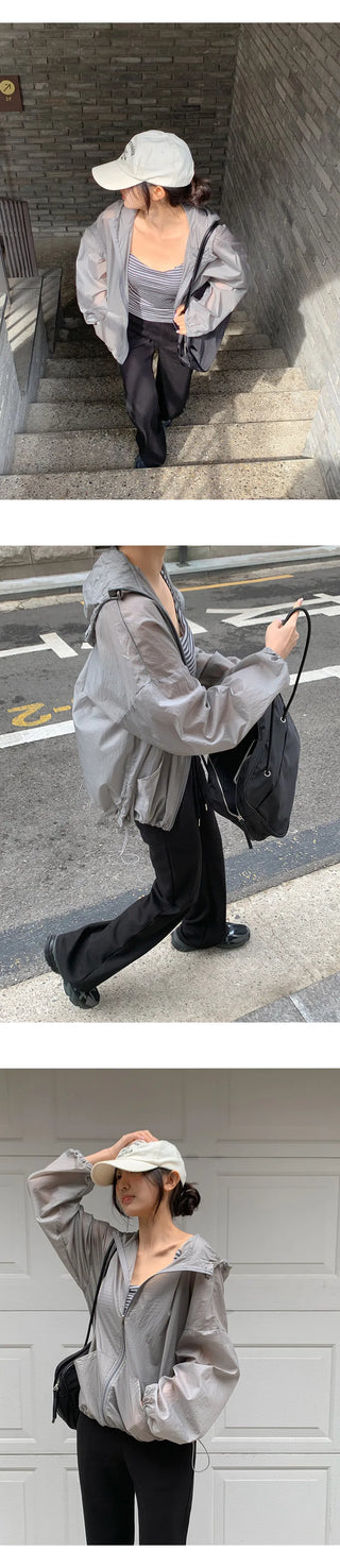 Aretin See through Windbreaker Hooded Jumper