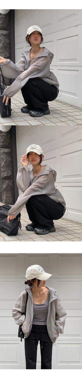 Aretin See through Windbreaker Hooded Jumper