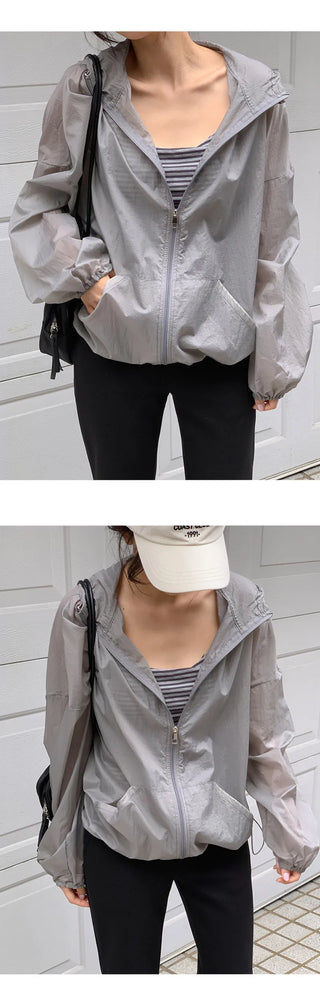 Aretin See through Windbreaker Hooded Jumper