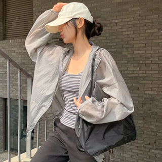 Aretin See through Windbreaker Hooded Jumper