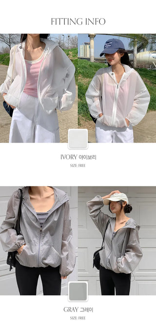 Aretin See through Windbreaker Hooded Jumper