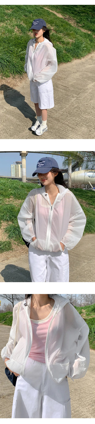 Aretin See through Windbreaker Hooded Jumper