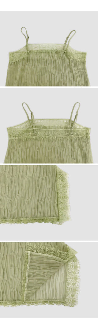 Klatz Lace Pleated See through Layered Mini Dress