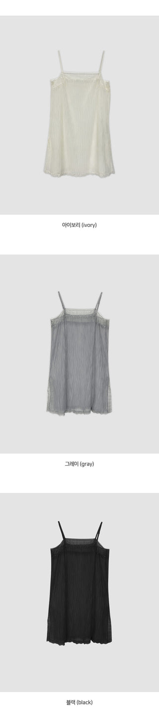 Klatz Lace Pleated See through Layered Mini Dress