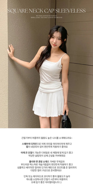 Audeze Square Neck Cap Sleeveless Top