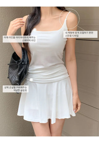 Audeze Square Neck Cap Sleeveless Top