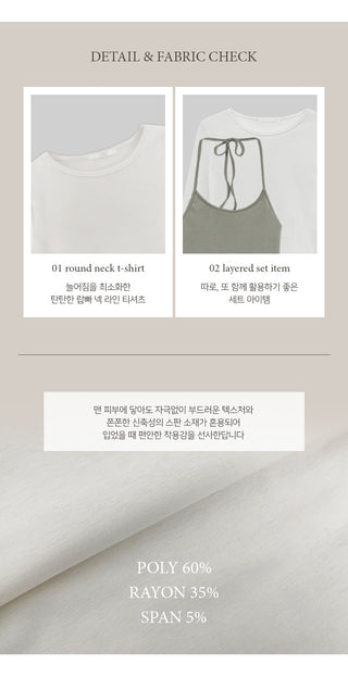 Tyrend Color Block Halter Neck Sleeveless Long Sleeve T shirt Layered Set