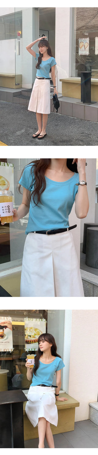 Ripen U neck Raglan Short Sleeve T shirt