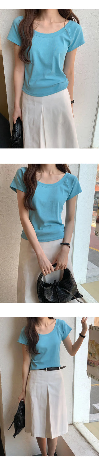 Ripen U neck Raglan Short Sleeve T shirt